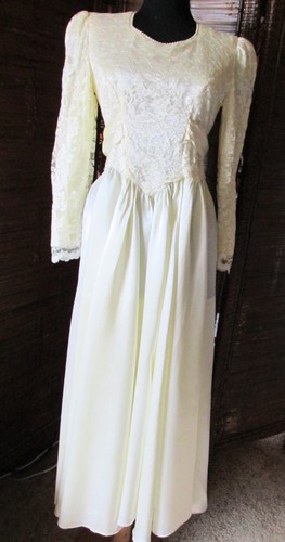 Vtg ivory satin lace informal - vtg,