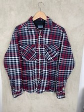 Men's Lined Flannel Shacket Shirt Snap Size M Medium Long Sleeve Check Warm