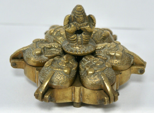 Indian brass kumkum - kumkum, box
