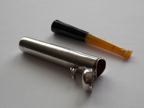 Antique silver cheroot case - antique,