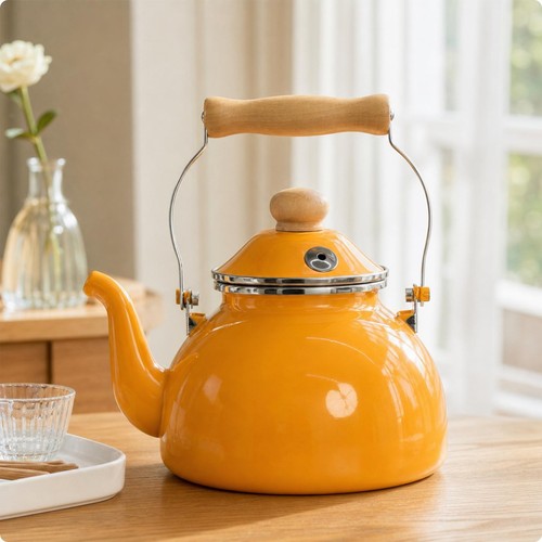 Enamel kettle with whistle - enamel,