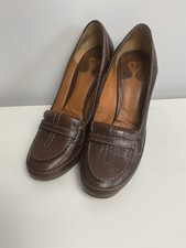 Chloe Brown Leather Shoes Heels Size UK 4.5 EU 37.5 Designer 4" Loafer Style