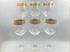 6x Wine Glasses Gold Gilt Rim