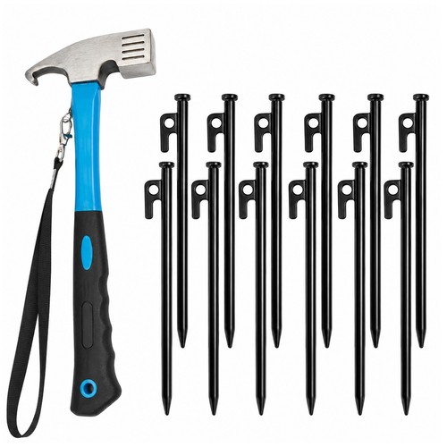 Tent pegs and hammer - pegs, 12