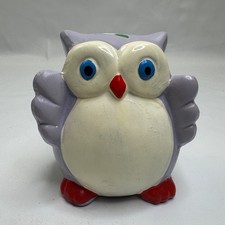Lesser & Pavey Owl Money Box LP24104 - Lilac Floral Ceramic with Stopper