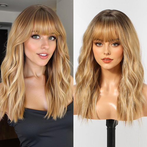 Long wig with fringe - long, synthetic