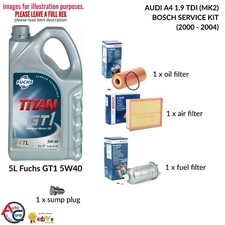 AUDI A4 1.9 TDI 00-04 BOSCH SERVICE KIT (MK2) DIESEL 5L 5W40 + 3 FILTERS