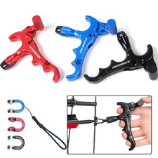Archery 4-Finger Release Aids Thumb Trigger D Loop Ring For Compound Bow Hunting