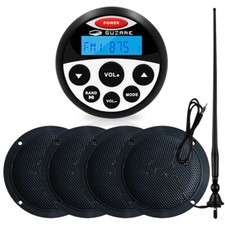 Marine Stereo Bluetooth Receiver Waterproof Boat Radio + 4" Speaker + Antenna