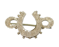 Victorian Sterling Silver Lucky Horseshoe Brooch Pin Antique 1890 Chester