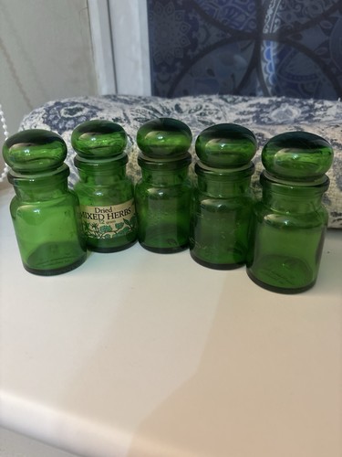 Vintage green glass - glass, jars