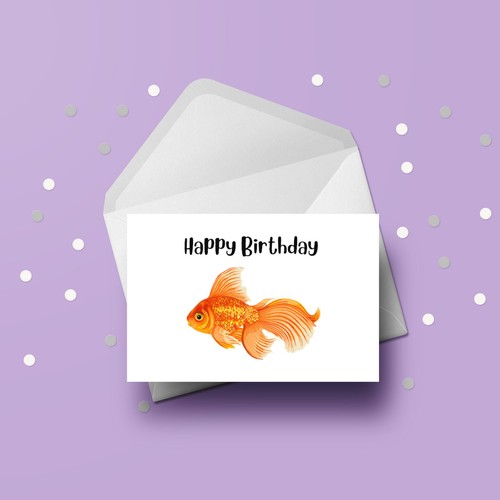 Goldfish birthday card large - birthday,
