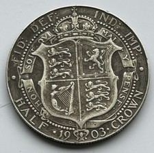 1903 Edward VII  Silver Half Crown Coin