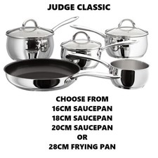 JUDGE CLASSIC PAN SELECTION CHOOSE 1 SAUCEPAN OR 1 NON STICK FRYING PAN