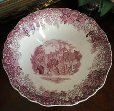 J G MEAKIN  ROMANTIC ENGLAND PURPLE TRANSFERWARE SERVING DISH WARWICK WEST GATE