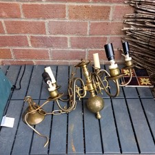 Vintage Brass 5 Arm Chandelier