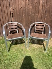 MultipleWood Aluminium Bistro Garden Summer Outdoor Lightweight Stackable Chairs