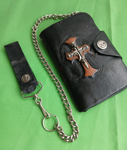 Vintage leather gothic skull