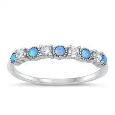 White CZ Blue Lab Opal Ring