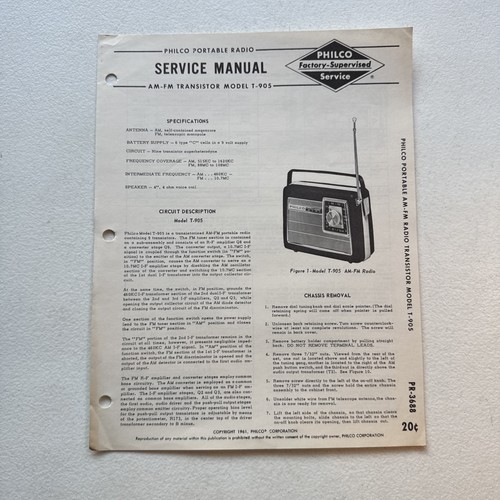 1961 philco portable radio - philco,