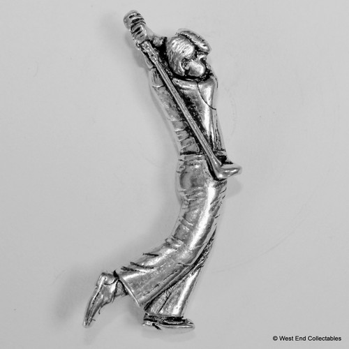 Golfer pewter pin brooch - golfer,