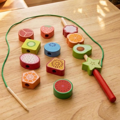 Wooden fruit threading - wooden, lacing