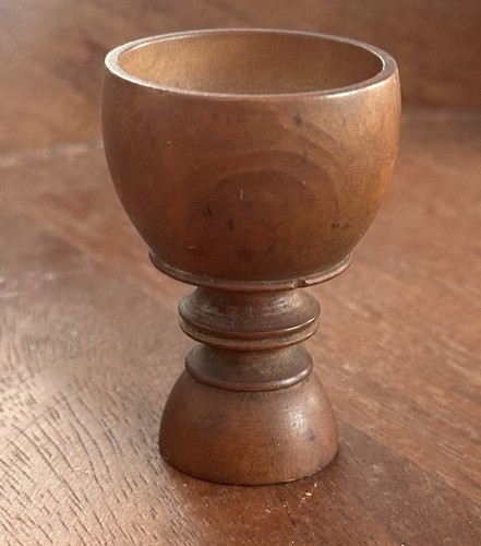 Antique treen wooden double - wooden,