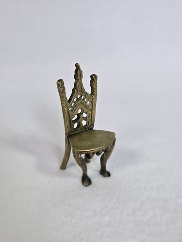 Vintage miniature brass chair - miniature,