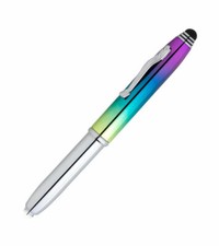 3 in 1 Writing Pen, Torch and Stylus Premium Iridescent Multi Coloured Design