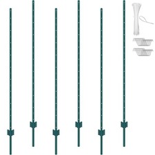 VEVOR 6 Feet Fence Post 6 Pack U-Channel Heavy Duty Metal Fence Posts Green