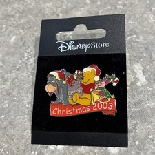DISNEY STORE UK WINNIE THE POO EEYORE & PIGLET CHRISTMAS CANDY PIN 2003
