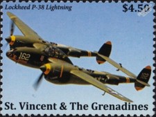 WWII LOCKHEED P-38 LIGHTNING #162 Skidoo Fighter Aircraft Stamp 2022 St Vincent