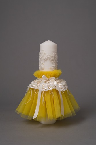Christening candle yellow - christening,