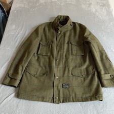 Barbour Sapper Tweed Jacket Mens XL Green Wool Country Check Lined Shooting