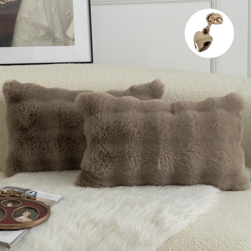 Faux rabbit fur cushion cover - rabbit,