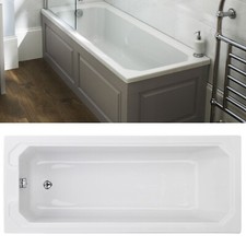 Hudson Reed Art Deco 1700 x 700mm Straight Bath White Acrylic Bathroom Tub