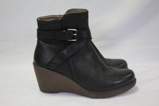 Women's ECCO Black Leather Wedge Ankle Boots Size EU38 UK5 PPWH