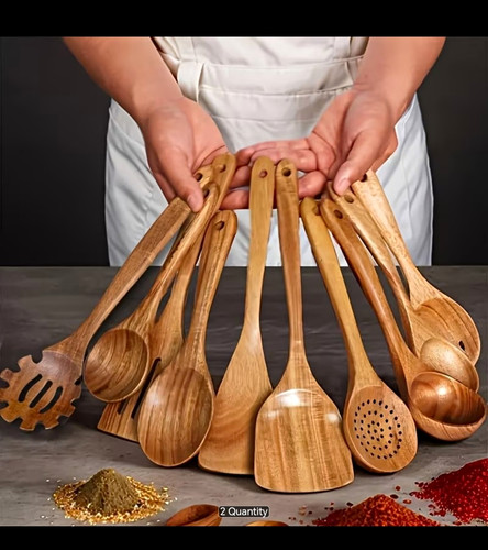 Wooden 10pc cooking utensil - 10pc,
