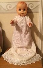 Vintage Creepy Plastic Large Pram Baby Doll Christening Outfit Gown TLC 23”