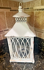 Distressed White Metal & Glass