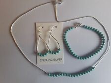 Turquoise blue bead jewellery,  necklace, bracelet & earrings. Native American