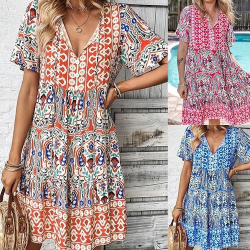 Boho women summer neck loose - boho,