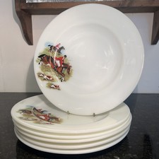 JAJ Pyrex Tally Ho Hunting Scene Dinner Plate Vintage Equestrian Tableware