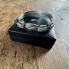 Patrick Mavros Men’s Bangle Bracelet Elephant Hair Solid Silver Size M/L