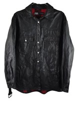 Zara Womans Faux Leather Look Overshirt Shacket Size S Viscose Satin Belted