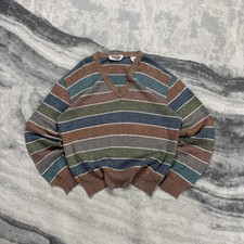 Women's Vintage Missoni Uomo 90s Multicoloured Striped V-Neck Small Knit Jumper
