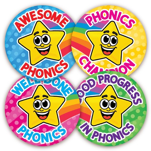 144 phonics stickers 30mm - 144,