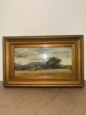 Victorian Scottish Watercolour Landscape 1886 Signed S. Davidson Cottage Farm