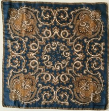 C A Hand Stitched Paisley Design 21 Inch Square Vintage Silk Scarf by Jacqmar