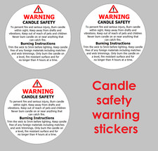 105x  CANDLE SAFETY STICKERS WARNING Instructions requirement Labels 